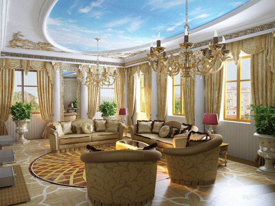 Шикарная гостиная в доме