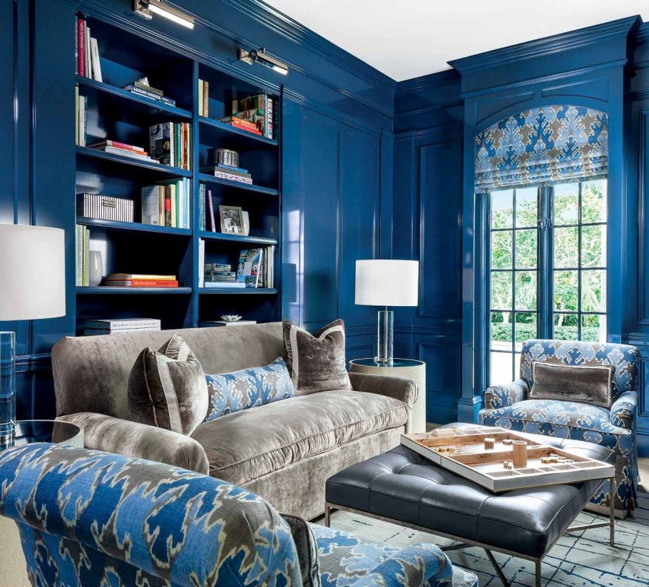 Британский стиль интерьера синий