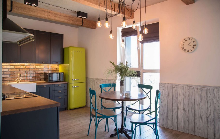 Декоративная штукатурка на кухне лофт