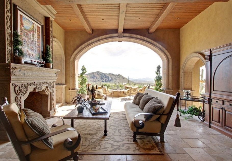 Беседка в греческом стиле в интерьере