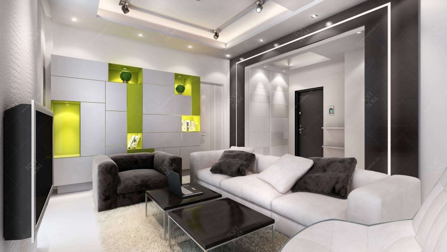 Яркие акценты в гостиной Минимализм