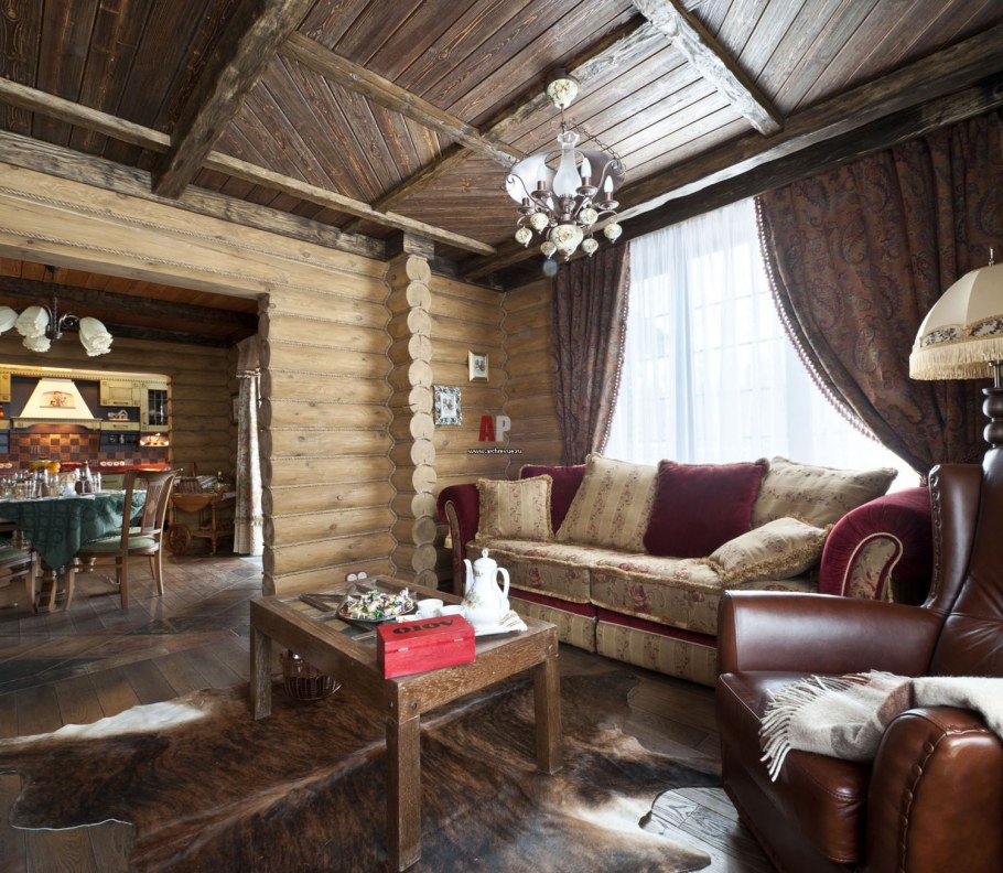 Дом Шале из оцилиндрованного бревна