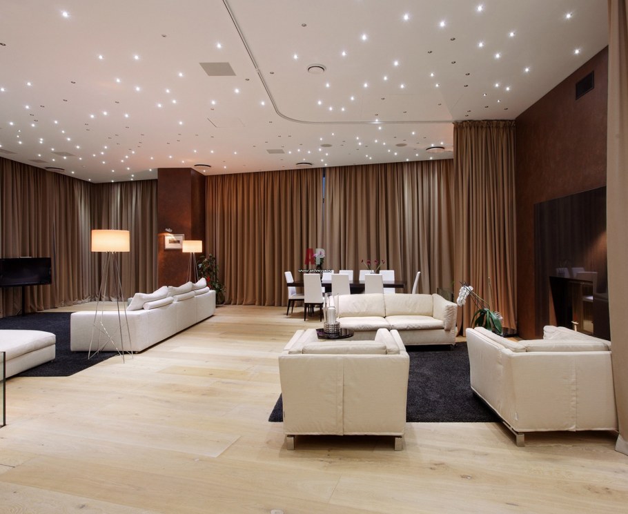 Современная гостиная потолок