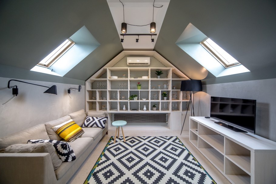 Спальня в скандинавском стиле с рейками