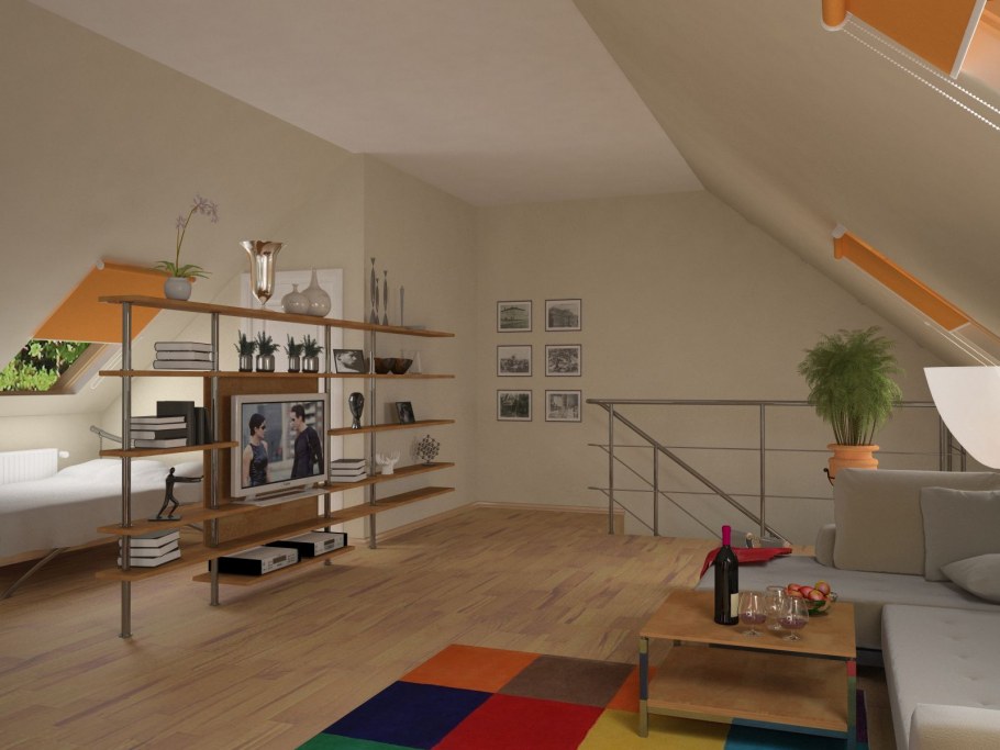 Зонирование пространства на мансарде