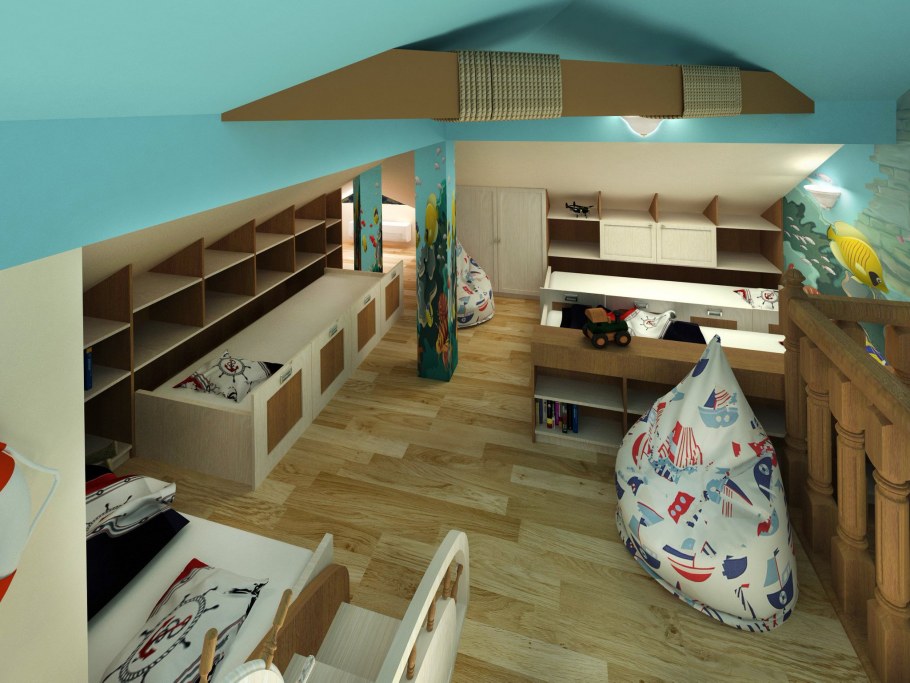 Перегородка для зонирования мансарды