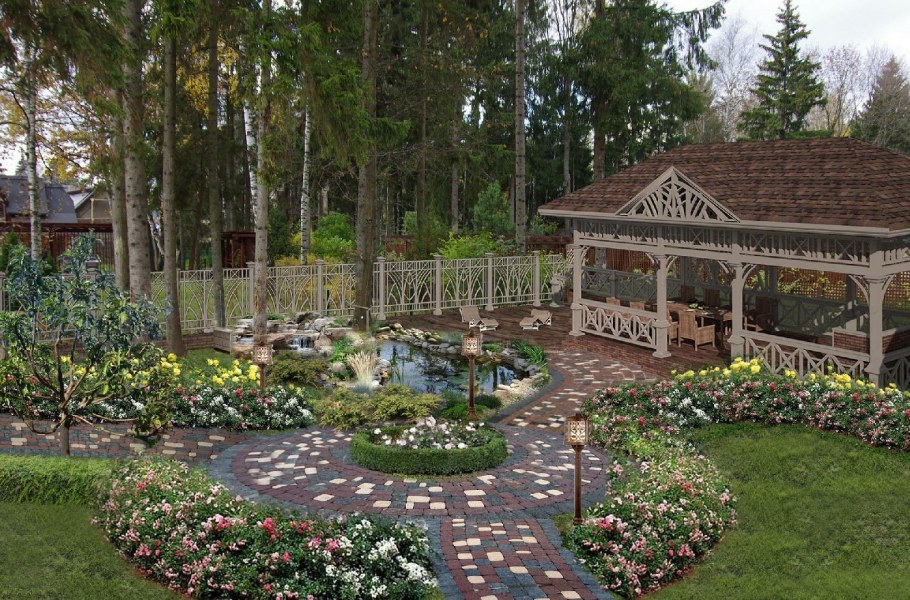 Благоустройство дачного участка беседка