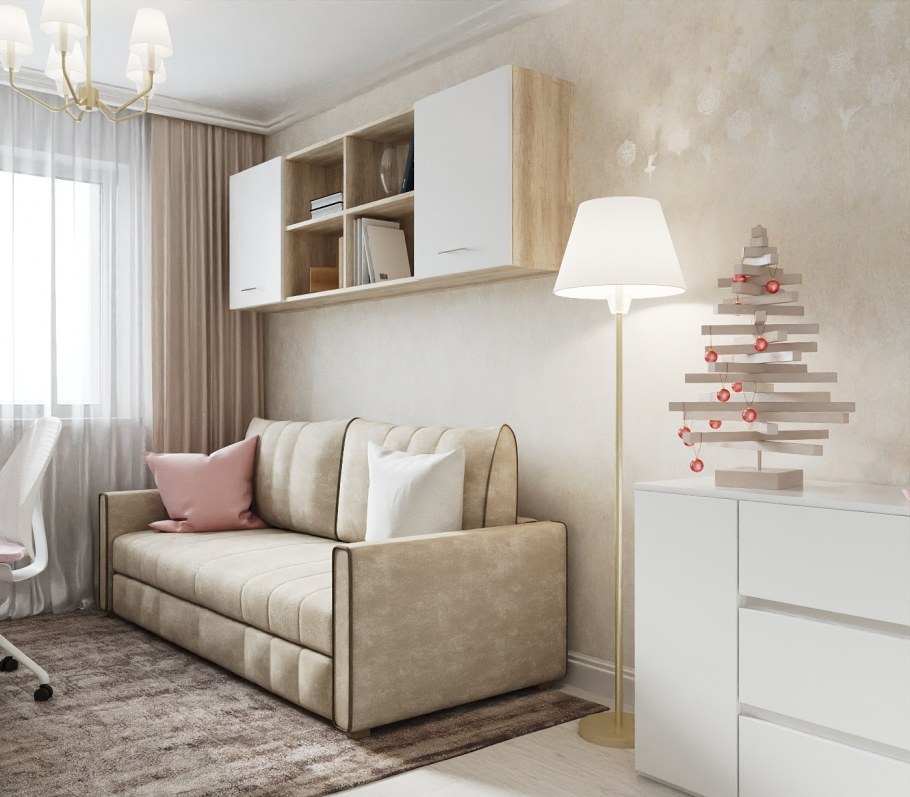 Спальня в бежево-коричневых тонах