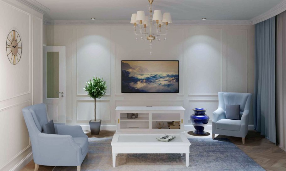 Дизайн помещения Неоклассика бирюзовые стены