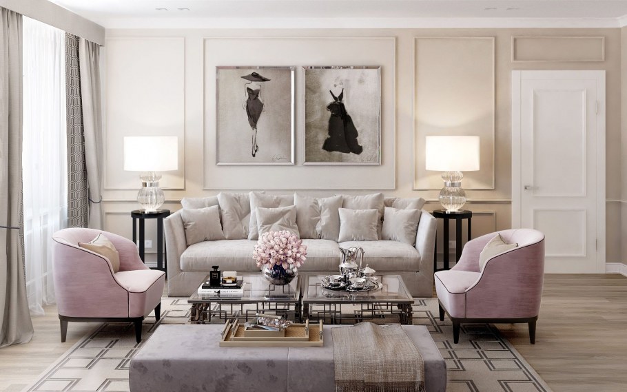 Спальня в стиле Неоклассика в зеленых тонах