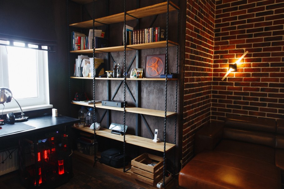 Кабинет 9 квадратов в стили лофт