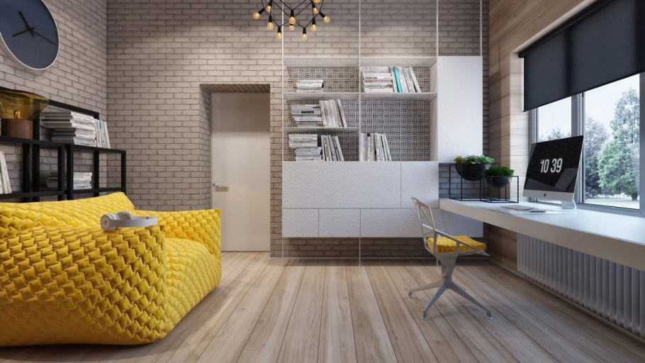 Желтый кирпич в интерьере