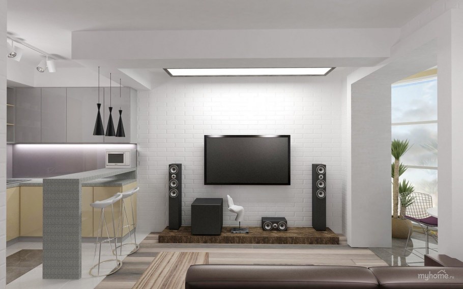 Квартира студия в стиле хайтек