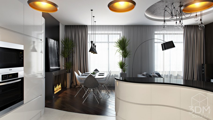 Квартира студия в стиле хайтек