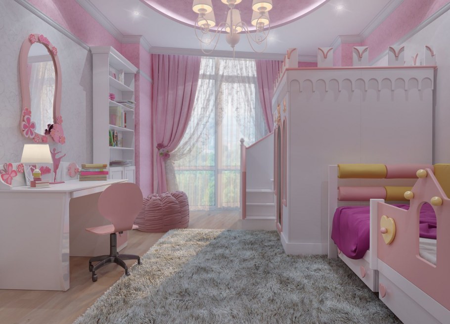 Детская для девочки серо розовая