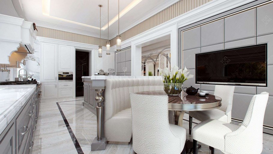 Кухня в стиле арт деко в светлых тонах