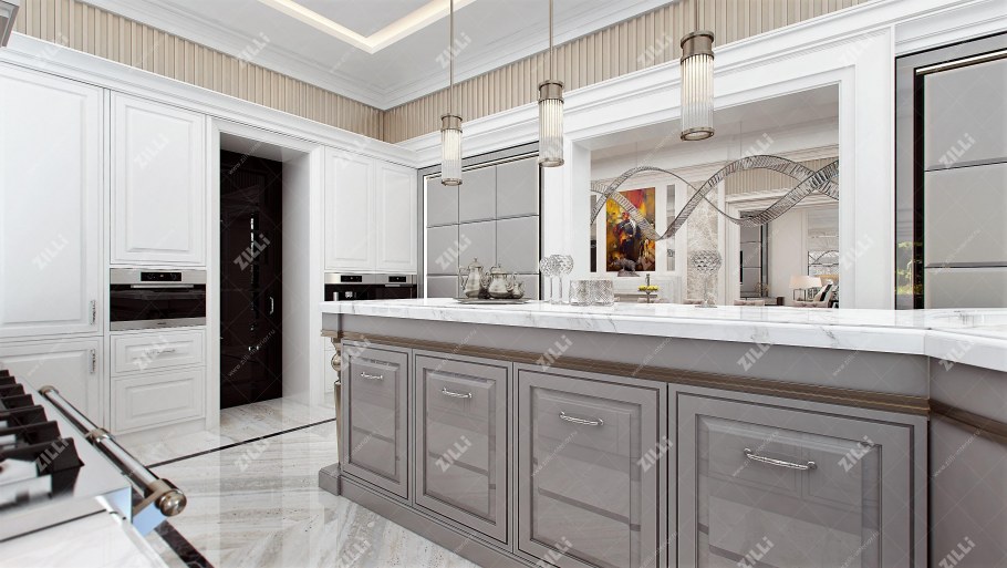 Кухня в светлых тонах арт деко