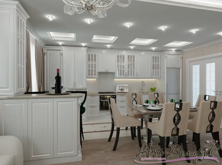 Кухня-столовая-гостиная Неоклассика