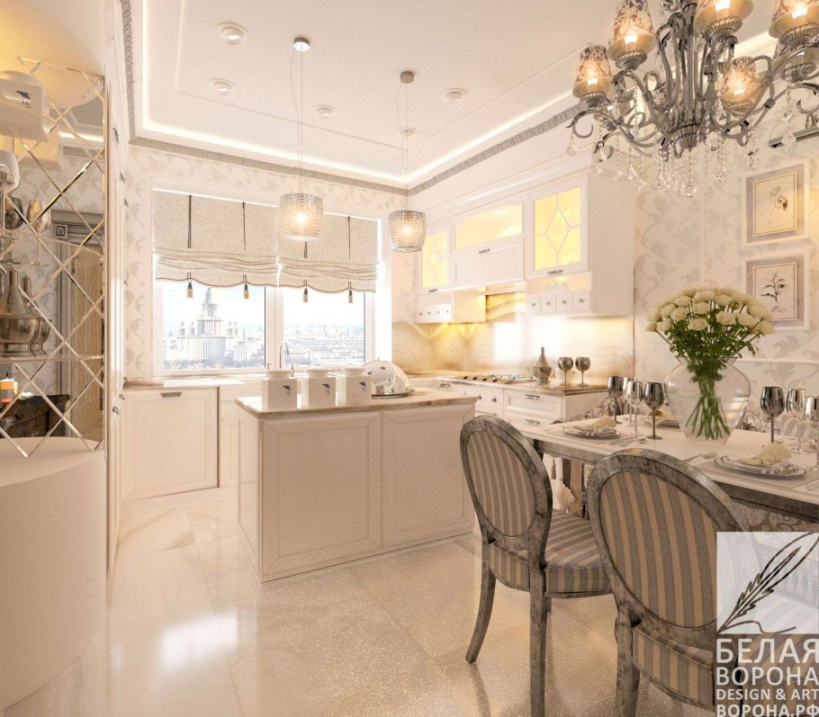 Неоклассика кухня гостиная икеа 16 м кв