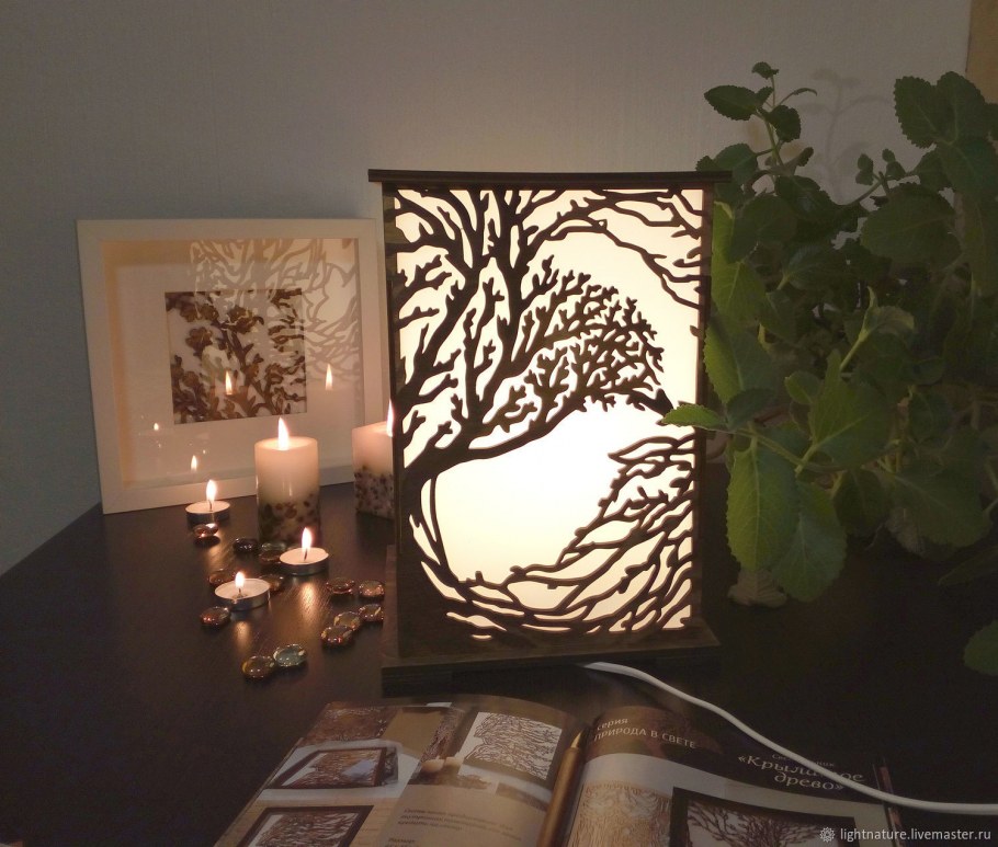 Лампа ночник из веток