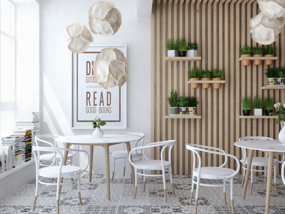 Декор стен в кофейне