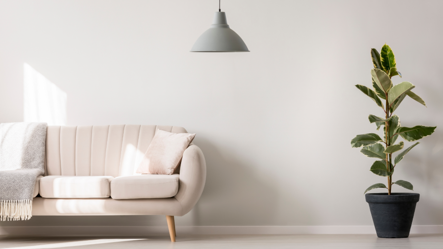 Диван на фоне стены