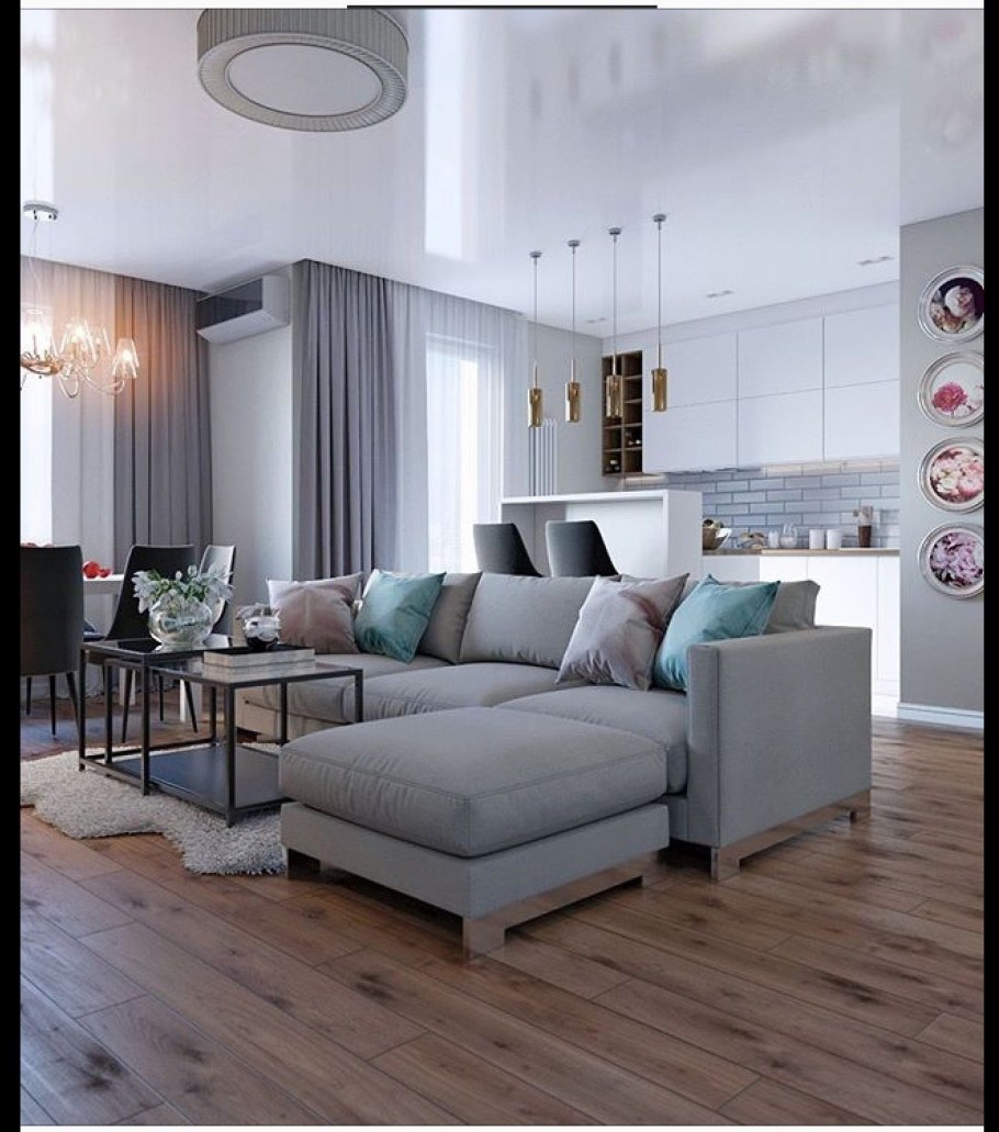 Кухни гостиные в серых тонах