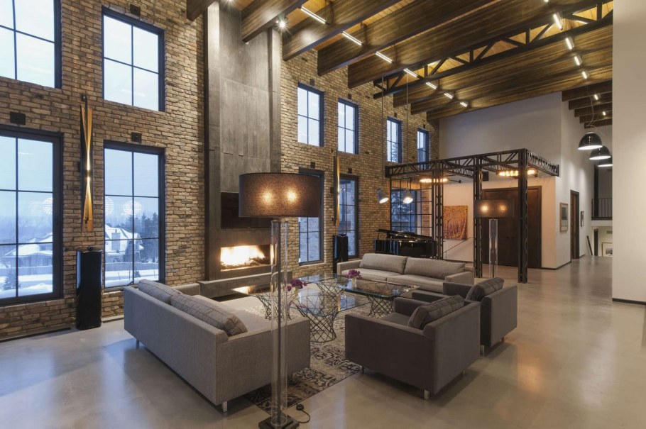 Кухня гостиная в стиле эколофт