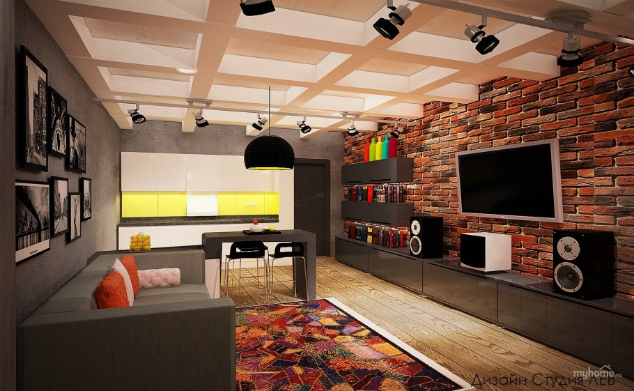 Комната в стиле лофт