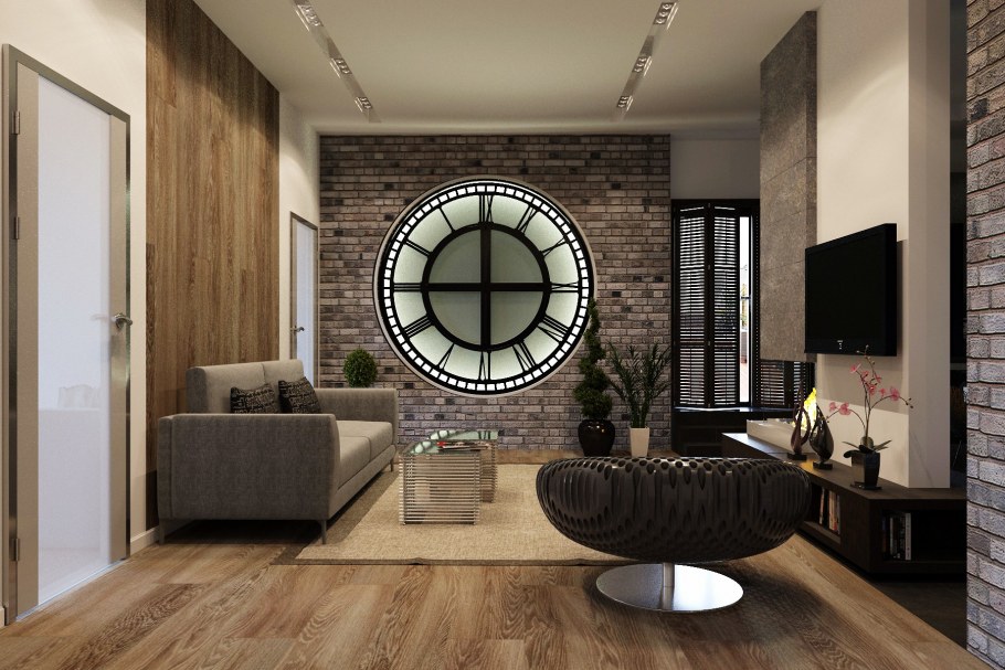 Гостиная лофт Индастриал интерьер