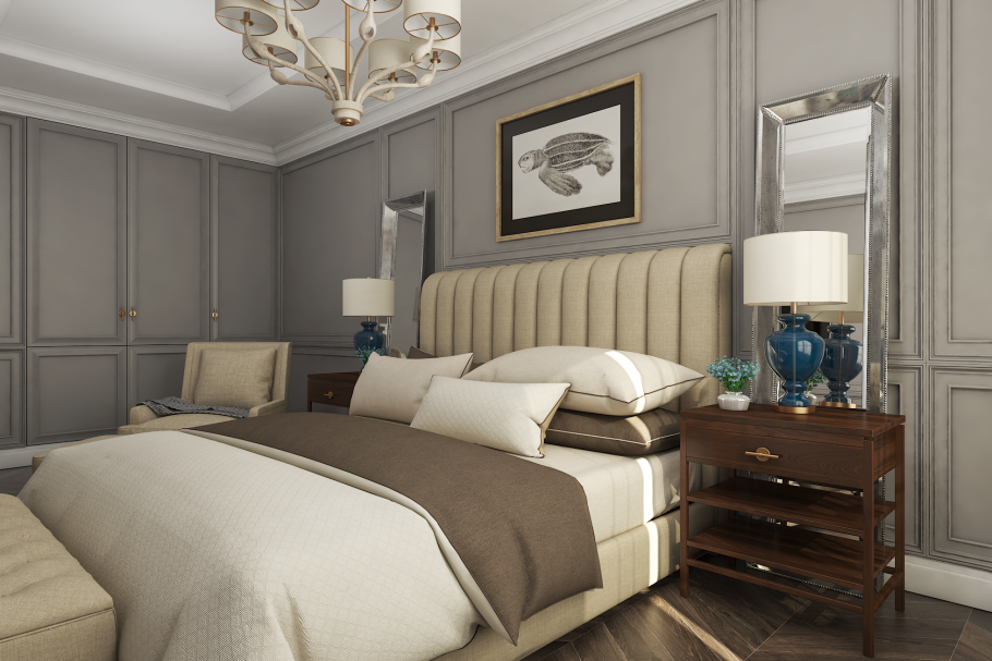 Спальня в коричневых тонах