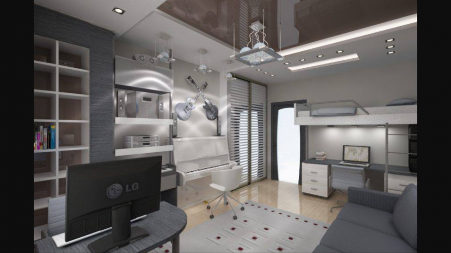 Спальня в бело черном стиле