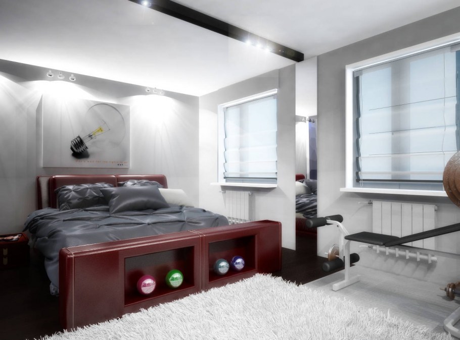 Спальня в черно красных тонах