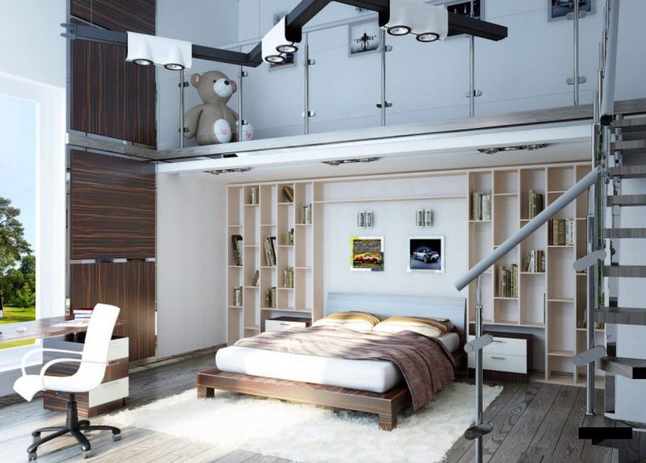 Комната с синей подсветкой