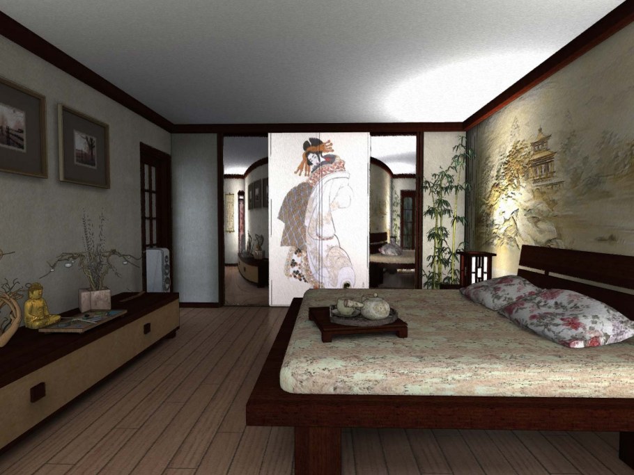 Японский стиль в интерьере гостиной