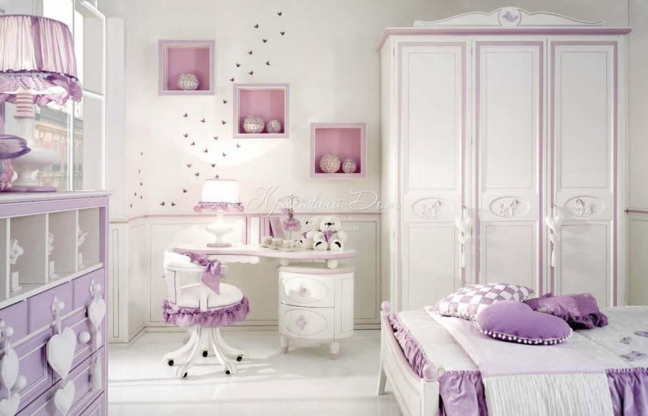 Бело розовая спальня для девочки