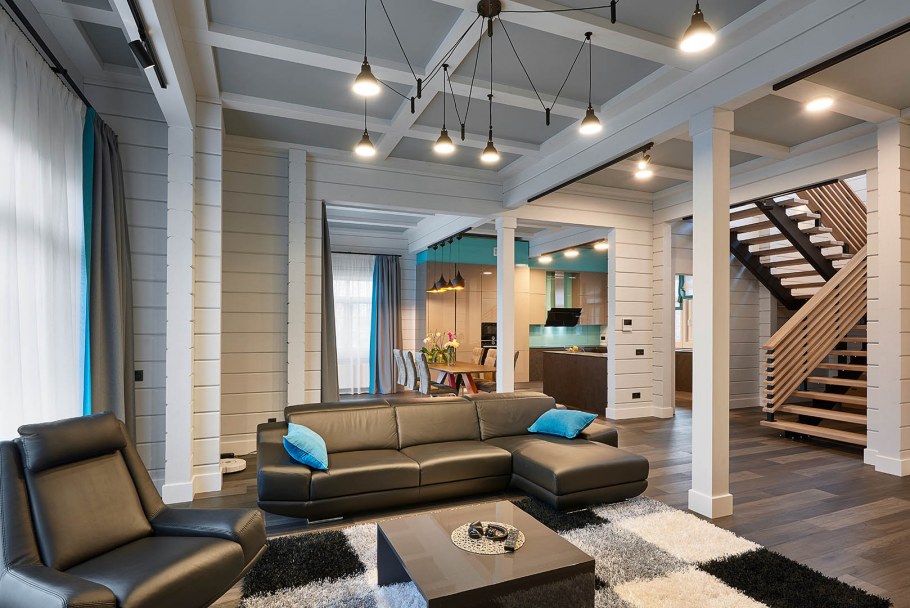 Интерьеры домов из клееного бруса ПАЛЕКС