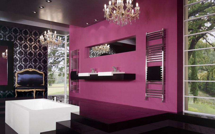 Черно розовая ванная комната