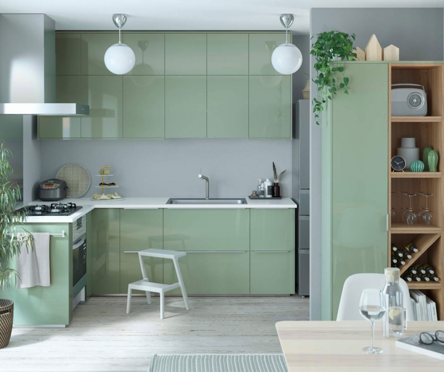 Кухня икеа зеленая Будбин