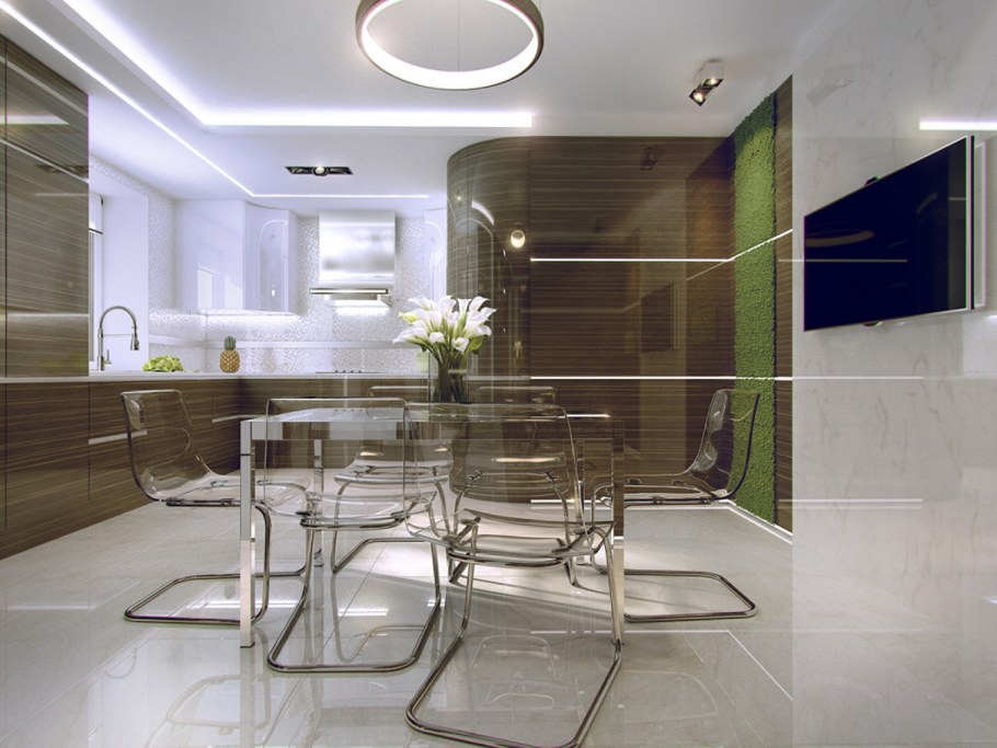 Кухня-гостиная в стиле Хай-тек