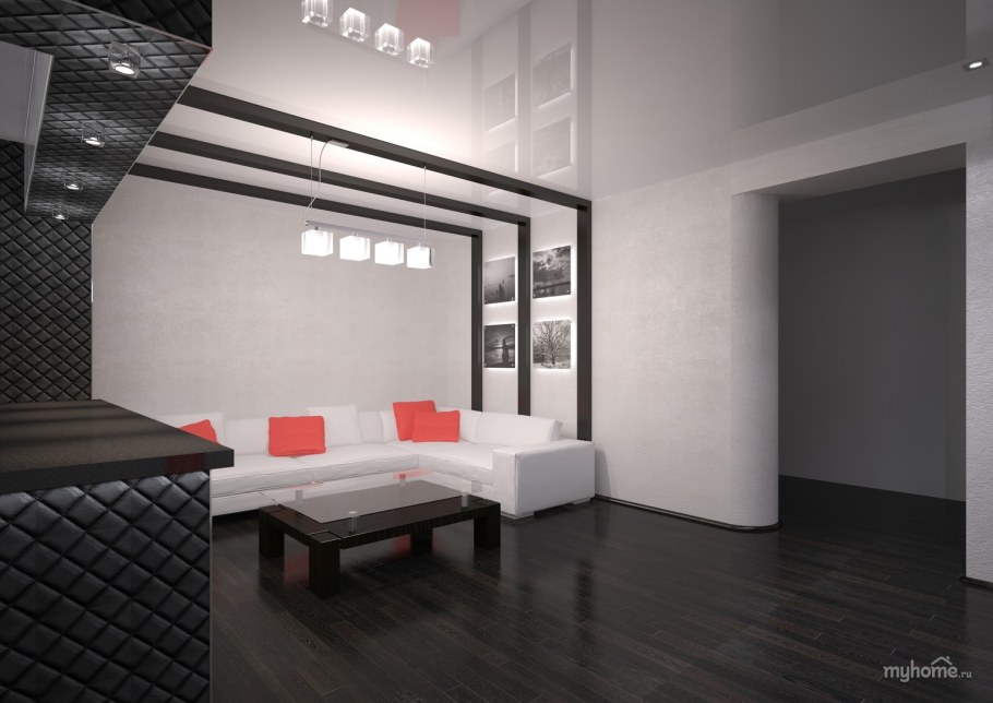 Столовая-гостиная в стиле хайтек