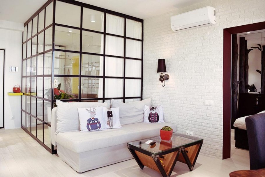 Перегородки из стеклоблоков для зонирования