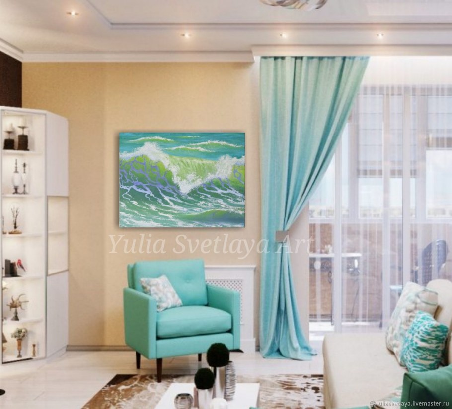 Серо бирюзовые шторы