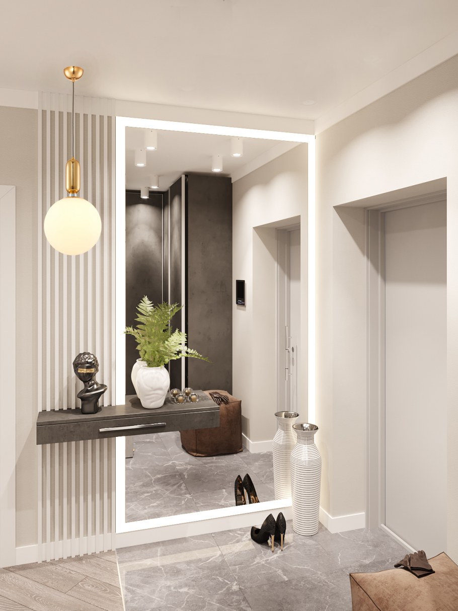 Деревянные рейки в коридоре