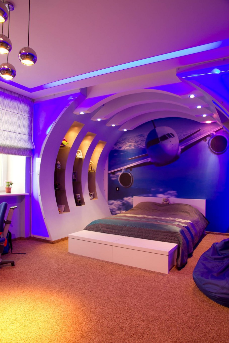 Неоновая комната спальня