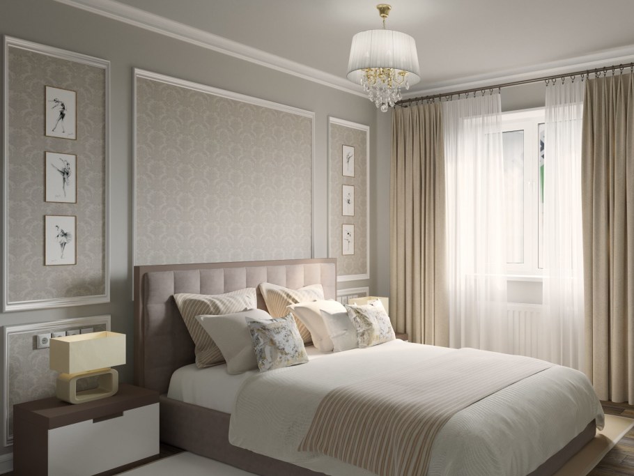 Спальня в кремовых тонах