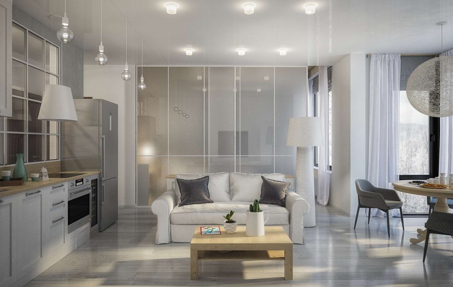 Светлый интерьер студии