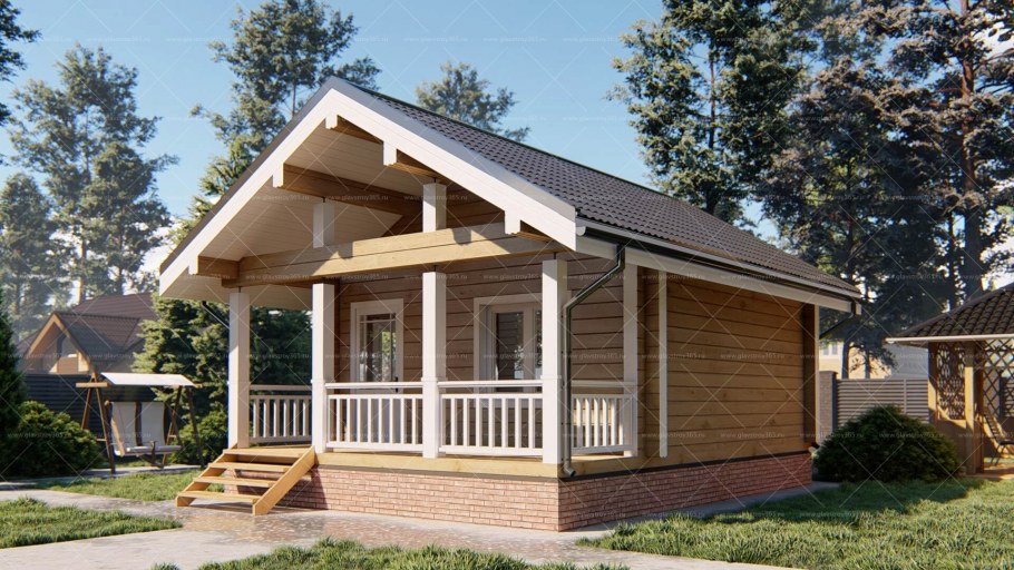 Небольшой одноэтажный дом с верандой