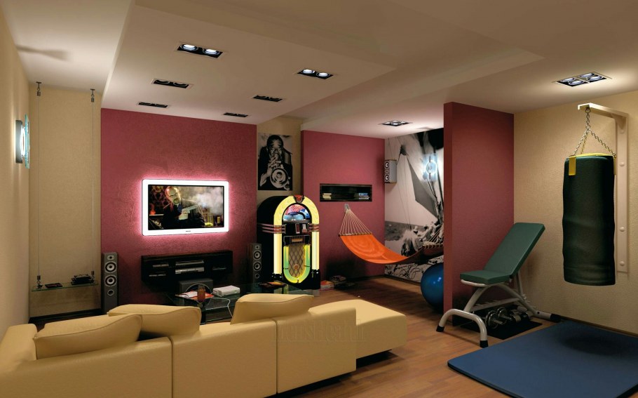 Интерьер спортивной комнаты в доме