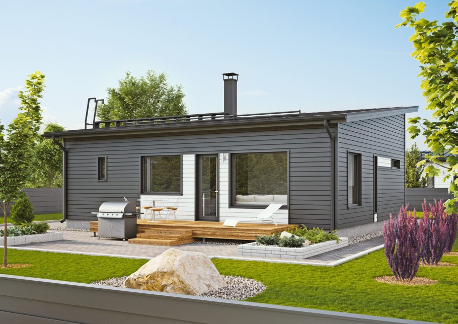 Дом с односкатной крышей Скандинавия